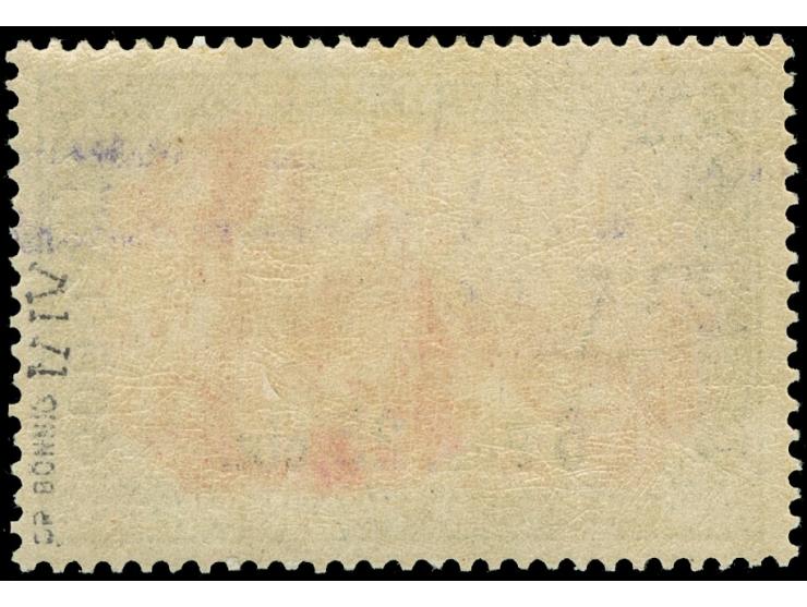 1900, Germania Reichspost Urmarken-Type I Nachmalung mit Rot und Deckweiß 6 P. 25 C. auf 5 M. grünschwarz/bräunlichkarmin, un