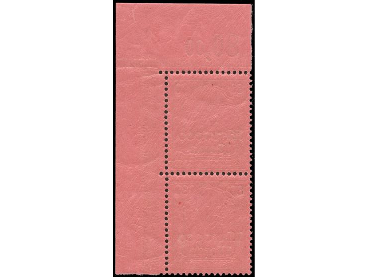 1900, Germania ohne Wz. 1 P. auf 80 Pfg. dunkelrötlichkarmin/rotschwarz auf mattkarmin, senkrechtes Paar aus der rechten ober