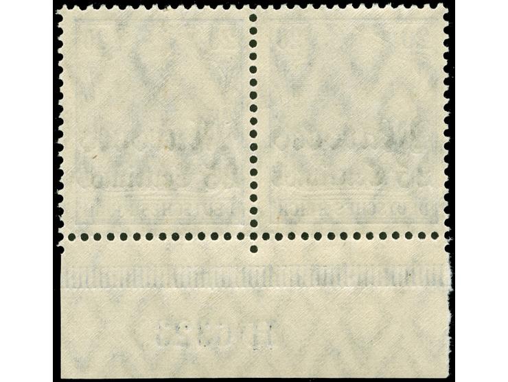 1906, Germania mit Wz. 25 C. auf 20 Pfg. lebhaftlilaultramarin, waagerechtes Unterrandpaar mit Aufdruck-Han “H 6323", postfri