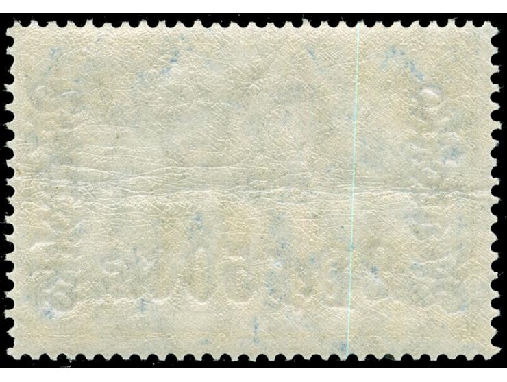 1911, Germania mit Wz. 2 Pes 50 Cts. schwärzlichblau, Friedensdruck 26:17 Zähnungslöcher, mit Plattenfehler “kleiner waagerec