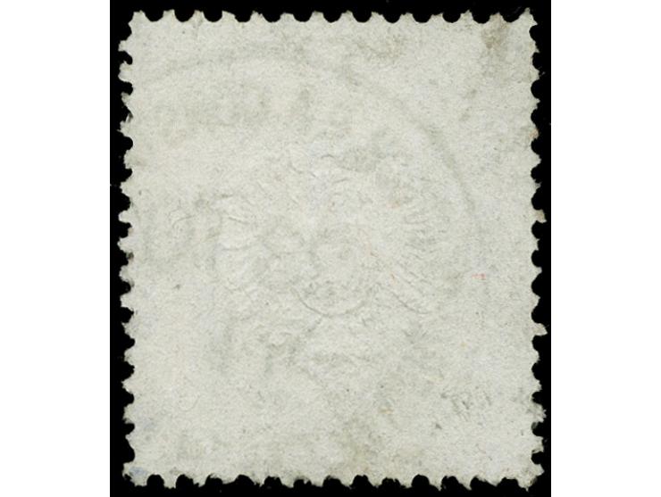 1872, Großer Schild 2 ½ auf 2 ½ rotbraun, mit Plattenfehler “1 der Wertangabe ½ nach links verschoben”, sauber gestempelt “KA
