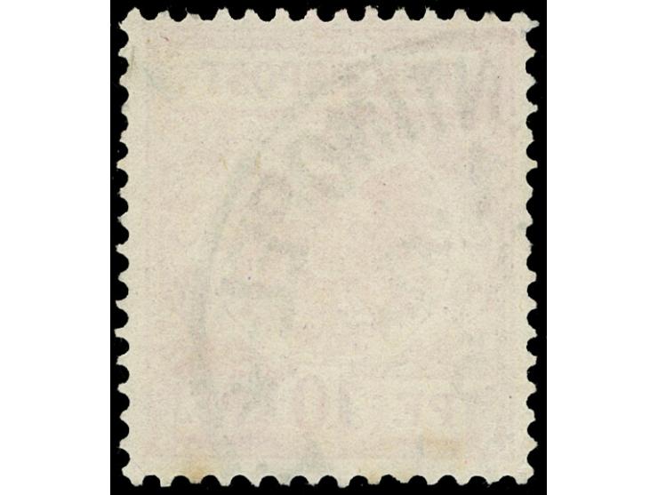 1889/94, Krone/Adler 10 Pfg. lebhaftlilarot (UV rot), mit Plattenfehler “Balken links im Wertschild”, sauber gestempelt “CONS