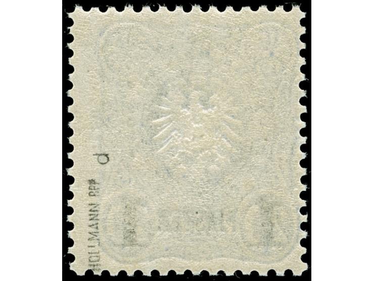 1884, Aufdruck auf Pfennig 1 Pia. auf 20 Pfg. dunkelultramarin, postfrisch, tadellos, sign. Hollmann BPP