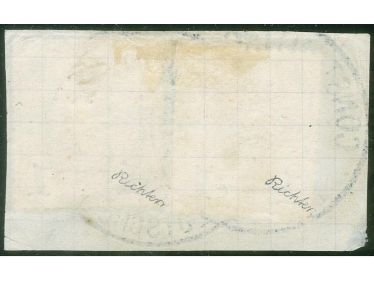 1884, Aufdruck auf Pfennig Aufdruck blauschwarz 1 Pia. auf 20 Pfg. lebhaftviolettultramarin, verschmälertes Format, sauber ge