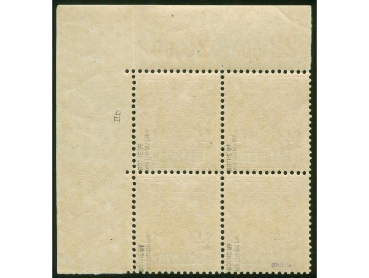1889, Krone/Adler 1 ¼ Pia. auf 25 Pfg. gelblichorange, Viererblock aus der rechten oberen Bogenecke, postfrisch, tadellos, si