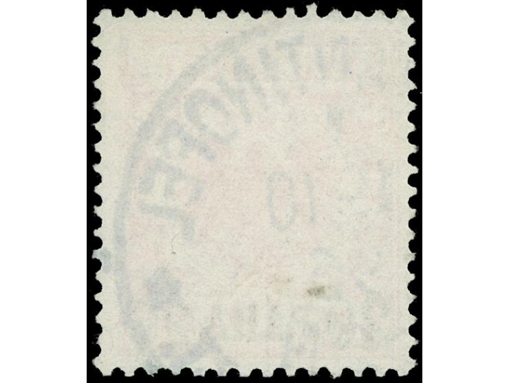 1889, Krone/Adler 20 Pa. auf 10 Pfg. mittelrot (dunkelgelb leuchtend), mit Plattenfehler “Keil in linker Umrandungslinie zwis