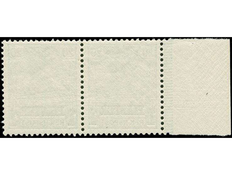 1902/04, Aufdrucktype II 1 Pia. auf 20 Pfg. dunkelviolettultramarin, linkes Seitenrandstück, waagerechtes Paar mit verschiede
