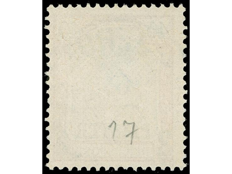 1900, Aufdrucktype I 2 Pia. auf 40 Pfg. dunkelrötlichkarmin/schwarz, mit Plattenfehler “innere Randlinie mit Mäander unten re