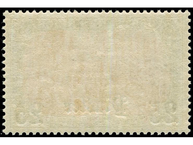 1905, Germania o.Wz. 25 Pia. auf 5 M. grünschwarz/dunkelkarmin gelblichrot leuchtend, postfrisch, Mittelstück oxidiert, sonst
