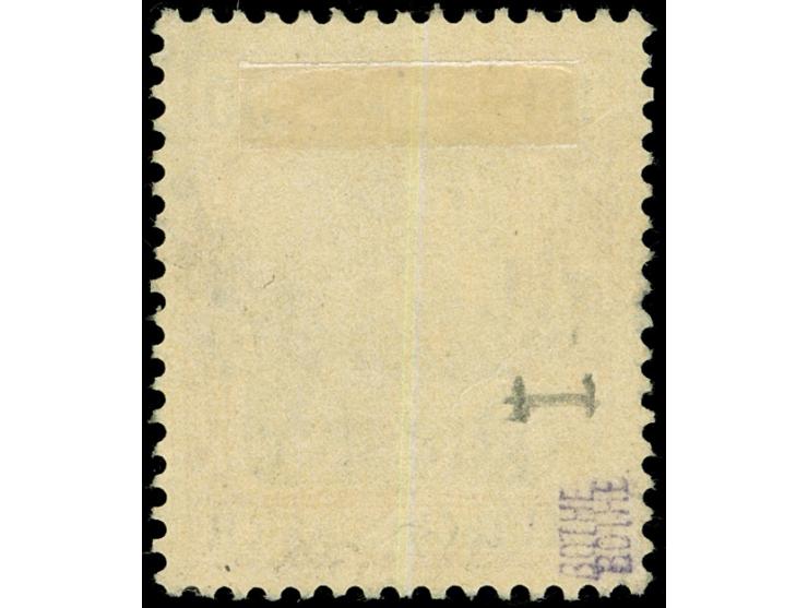 1905, Germania o.Wz. 1 ½ Pia. auf 30 Pfg. dunkelrötlichorange/braunschwarz auf mattchromgelb, mit Aufdruckfehler “Fußstrich s