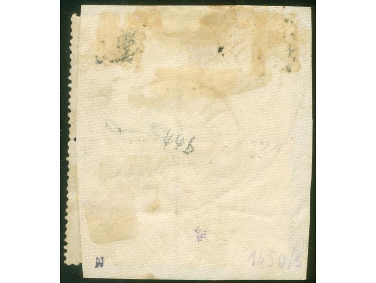 1888/90, Pfennig 50 Pfg. oliv, Viererblock, sauber gestempelt “FINSCHHAFEN 29/7/89” auf Briefstück, linke untere Marke Ecke u