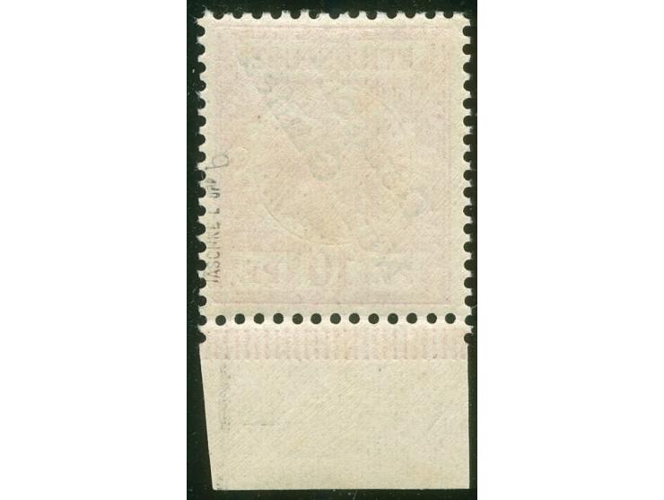 1897, Aufdruckausgabe 10 Pfg. lilarot, Unterrandstück, sauber ungebraucht, tadellos, sign. Jäschke-L. BPP