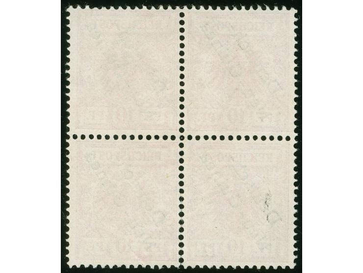 1897, Aufdruckausgabe 10 Pfg. lilarot, Viererblock, sauber gestempelt “FRIEDRICH-WILHELMSHAFEN 3/8 01”, tadellos, Fotoattest 