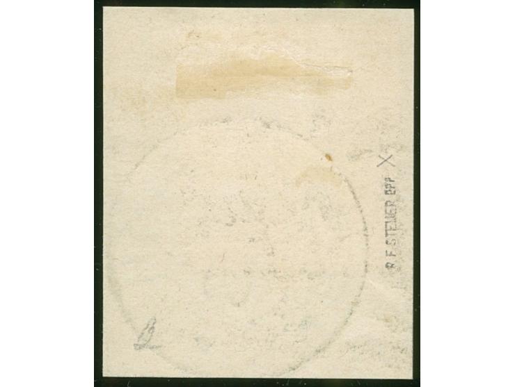 1897, Aufdruckausgabe &nbsp;50 Pfg. lebhaftrötlichbraun, mit Aufdruckfehler “unterer Bogen des t in Deutsch verkürzt” (Aufdru