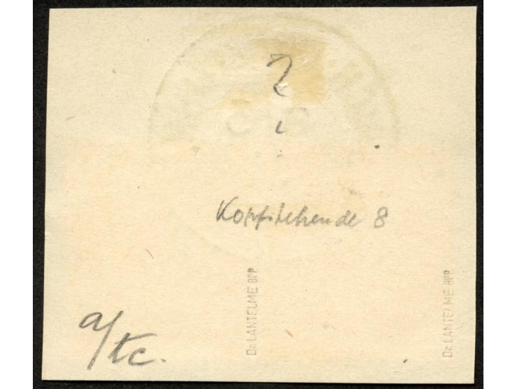 1897, Aufdruckausgabe 5 Pfg. dunkelopalgrün, waagerechtes Paar mit Aufdruckfehler “zweites e in Neu-Guinea offen" (Aufdruckfe