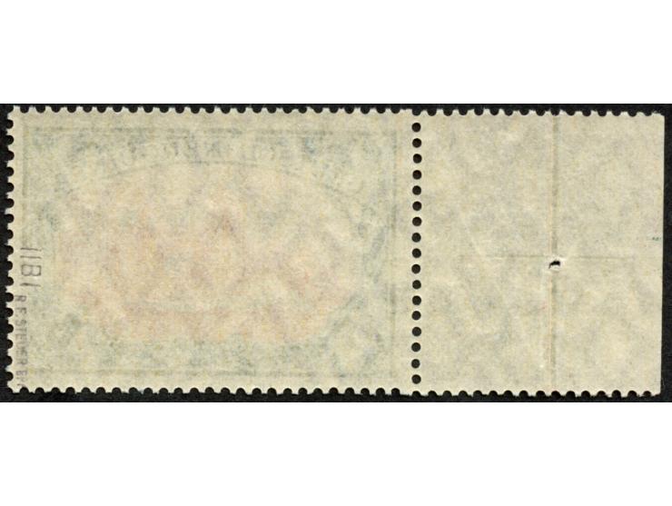 1914/19, Kaiseryacht mit Wz. Kriegsdruck gez. 25:17 Mittelstück Type II 5 M. grünschwarz/rotkarmin, linkes Seitenrandstück, p