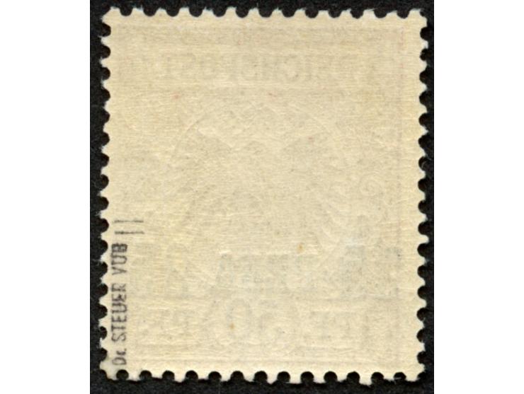 1893, waagerechter Aufdruck 17,8 mm breit 25 P. auf 50 Pfg. mittelbraunrot, postfrisch, tadellos, sign. Dr. Steuer VÖB