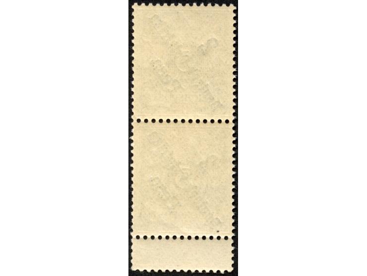 1896, diagonaler Aufdruck 2 P. auf 3 Pfg. dunkelockerbraun, senkrechtes Paar mit Plattenfehler “Bruch der Bandrolle rechts un