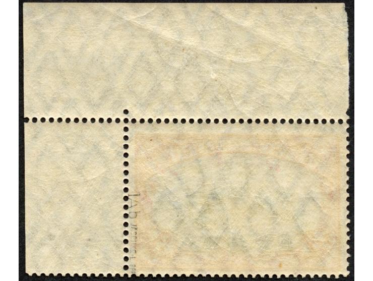 1905/20, Kaiseryacht mit Wz. Friedensdruck gez. 26:17 3 R. dunkelrot/grünschwarz, rechte obere Bogenecke, postfrisch, tadello