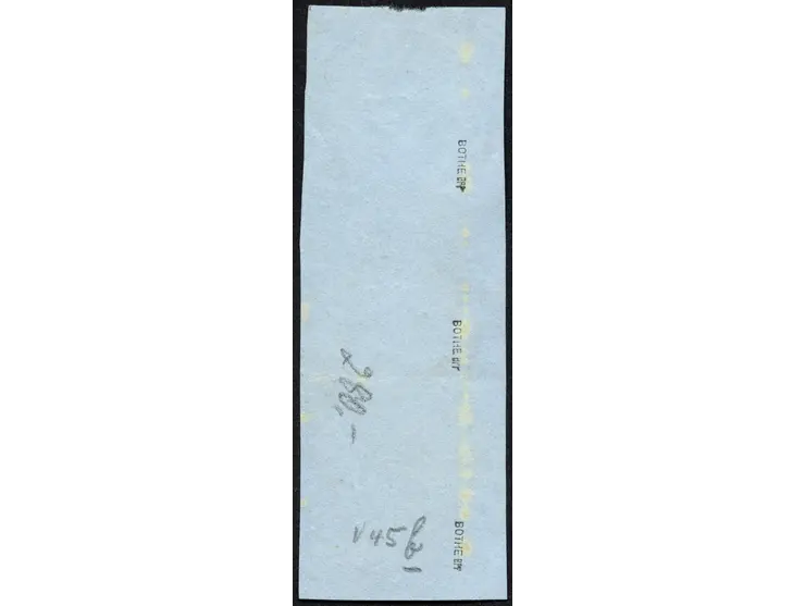 1892/99, Krone/Adler 3 Pfg. mittelbraun, senkrechter Dreierstreifen mit Plattenfehler “Bruch der Bandrolle rechts” bei der mi