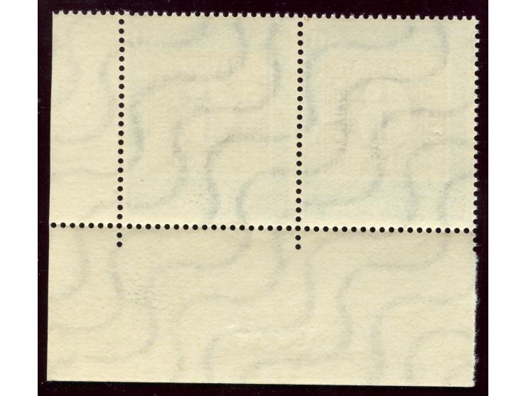 1949, 100 Jahre deutsche Briefmarken 30 Pfg., waagerechtes Paar aus der rechten unteren Bogenecke, mit Plattenfehler “weiße E