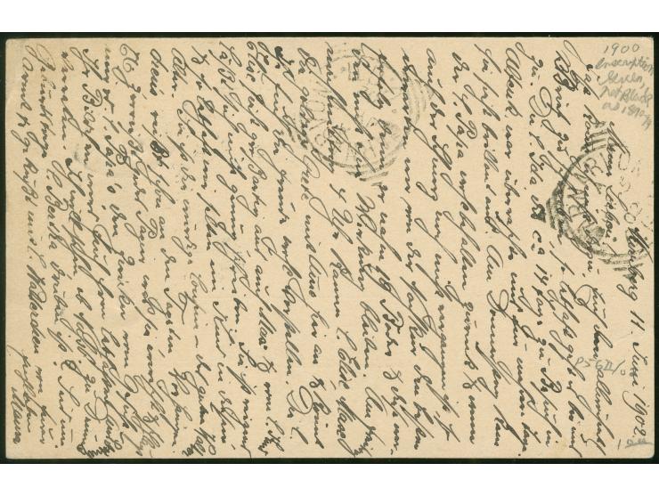 1901/03, Karte 5 Pfg. mit Zufrankatur Wappen 5 Pfg. von Nürnberg 102 nach Carnavon, Kap der Guten Hoffnung, mit Ankuntsstempe