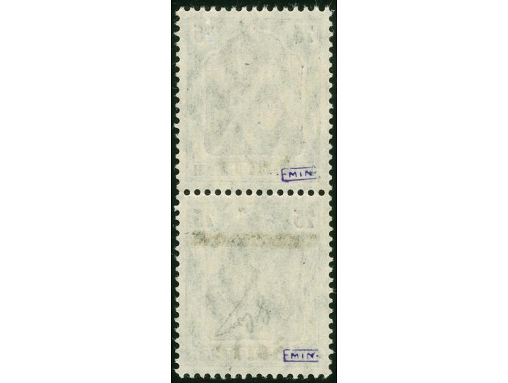 1920, Germania 75 Pfg., Aufdrucktype I, die obere Marke nur mit Aufdruck "Sarre", die untere mit Aufdruck "Balken oben, Sarre