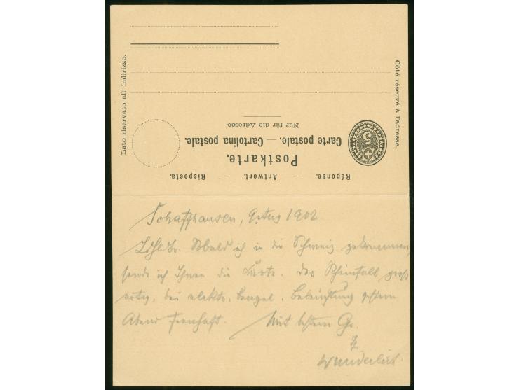 1877/1925, 16 Ganzsachen und eine Antwortkarte komplett, meist gelaufen, einige interessante Zusatzfrankaturen, viele UPU Jub