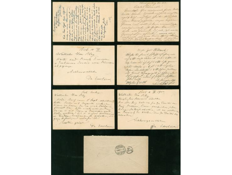 1877/1925, 16 Ganzsachen und eine Antwortkarte komplett, meist gelaufen, einige interessante Zusatzfrankaturen, viele UPU Jub