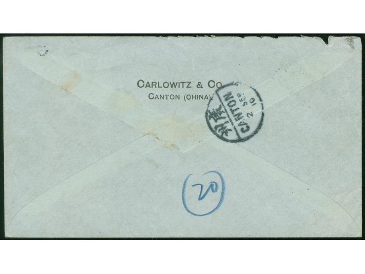 1910, 6 a. on 200 r. blue on blue paper BISECTED vertically tied by "Direcção/dos Correios/de/Macau1.09.1910" cds. to cover t