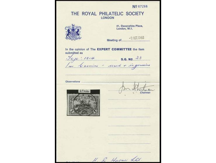 1 M. carmine with clear strike of "LOME 1/10 14", reverse with some paper adherence, fine, certificate RPSL (ex Sammlung Gubi