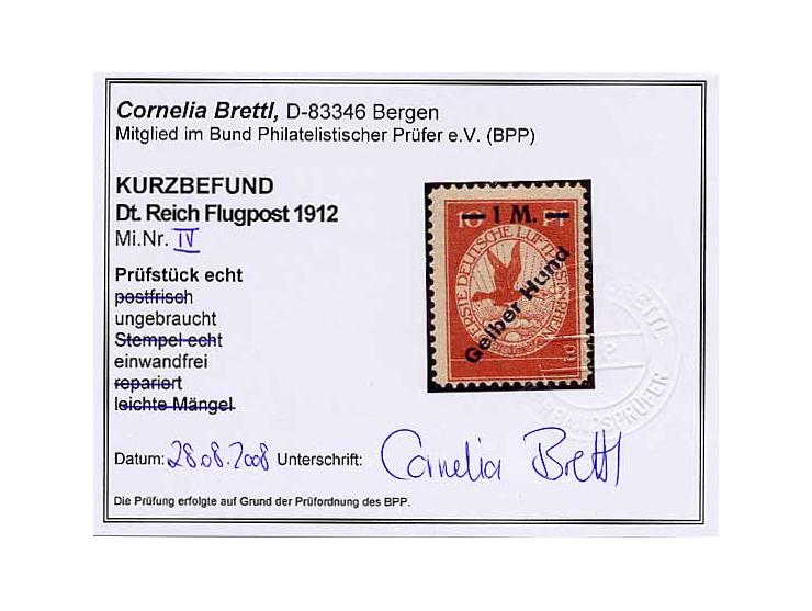 1 M., ungebraucht, Kabinett, Fotokurzbefund C. Brettl BPP (Mi. 600,-)