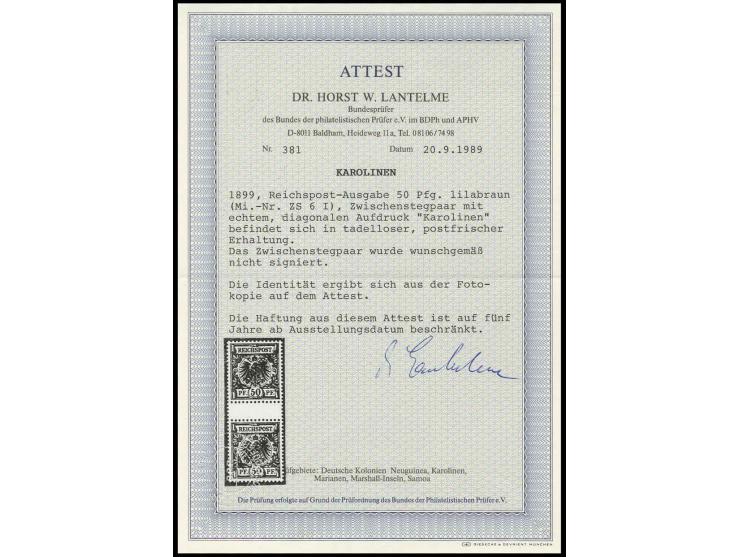 50 Pfg. im senkrechten Zwischenstegpaar, postfrisch, Kabinett, Fotoattest Dr. Lantelme BPP (Mi. 6.000,-)