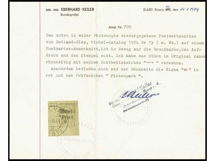 1 K. orange mit Wz. und Stempel "(E)LVA" auf Briefstück, Kabinett, sign. Pickenpack, HK und Fotoattest Keiler BPP (ex Sammlun
