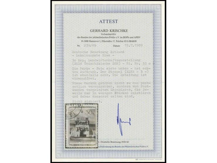 30 K. Tadschikische SSR, sauber gestempelt, eine seltene Marke, die nicht postamtlich ist sondern von Postkunden vorgelegt wo