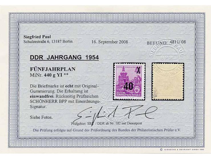 40 auf 48 Pfg. mit Wz. 2XI, postfrisch, sign. Schönherr BPP, Fotobefund Paul BPP (Mi. 400,-)