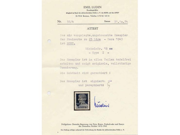 25 Lire schwarzblau von Bogenfeld 3 mit der Abart "fehlender Oberbogen des B in Besetzung" in frischer, tadelloser postfrisch