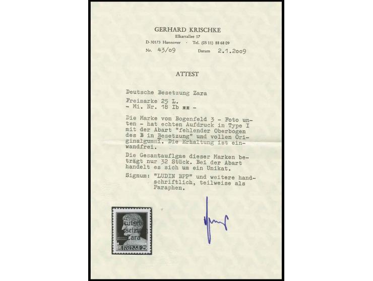 25 Lire schwarzblau von Bogenfeld 3 mit der Abart "fehlender Oberbogen des B in Besetzung" in frischer, tadelloser postfrisch
