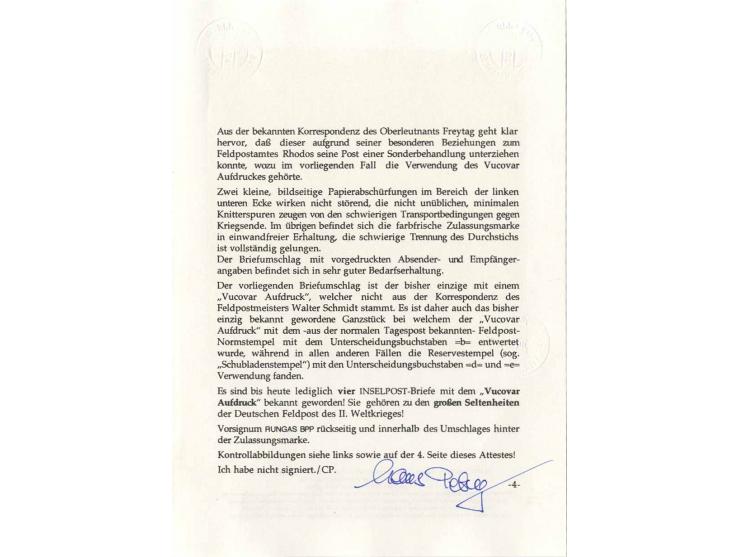 1944, Vukovar-Zulassungsmarke mit Tagesstempel "b 31.12.44" auf Brief des evangelischen Feldgeistlichen Oberleutnant Erwin Fr