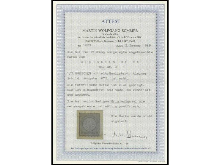 1/2 Gr. ziegelrot, farbfrisch und gut gezähnt, postfrisch, Pracht, sign. Stuckert und Fotoattest Sommer BPP (Mi. 7500,-)