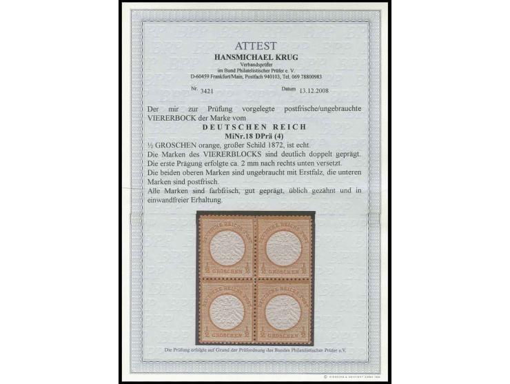 1/2 Gr. orange, farbfrisch und gut geprägt mit deutlicher Doppelprägung, dabei die erste ca. 2 mm nach rechts unten versetzt,