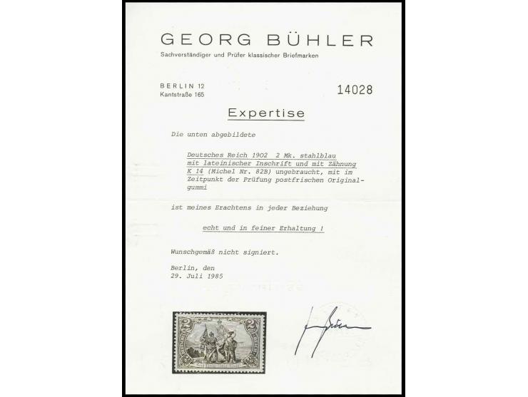 2 M., postfrisch, Kabinett, Fotoattest Bühler (Mi. 3800,-)
