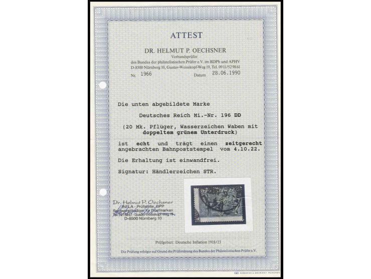 dito, entwertet mit Bahnpoststempel vom 4.10.22, sehr seltene Marke, Fotoattest Dr. Oechsner BPP (Mi. 5000,-)