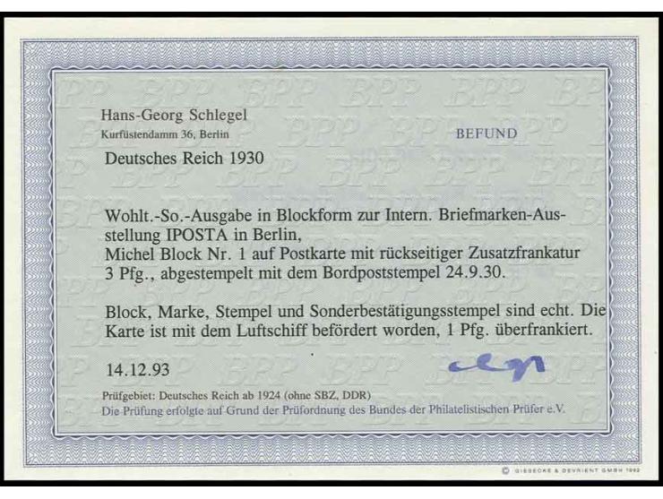dito, mit rückseitiger Zusatzfrankatur auf um lediglich 1 Pfg. überfrankierter Karte der Zeppelin-Ostseefahrt, entwertet mit 