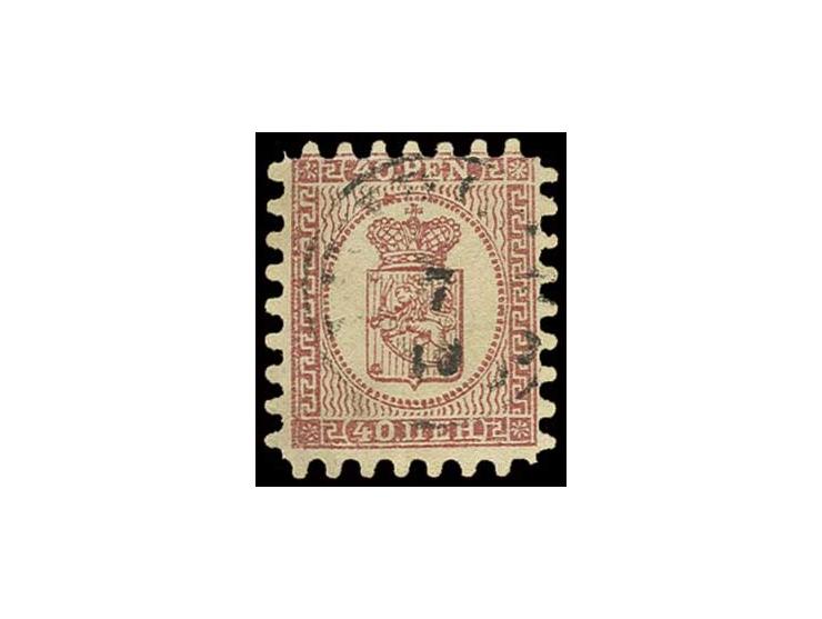Durchstich D: 40 P. karmin auf gewöhnlichem, hellrosa Papier, Durchstich D, farbfrisch und allseits tadellos durchstochen mit