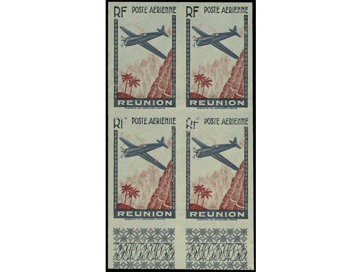 1938, 9 F. 65 C. im ungezähnten Unterrand-4er-Block mit fehlender Wertbezeichnung, postfrisch (Yvert-Nr. 4e)