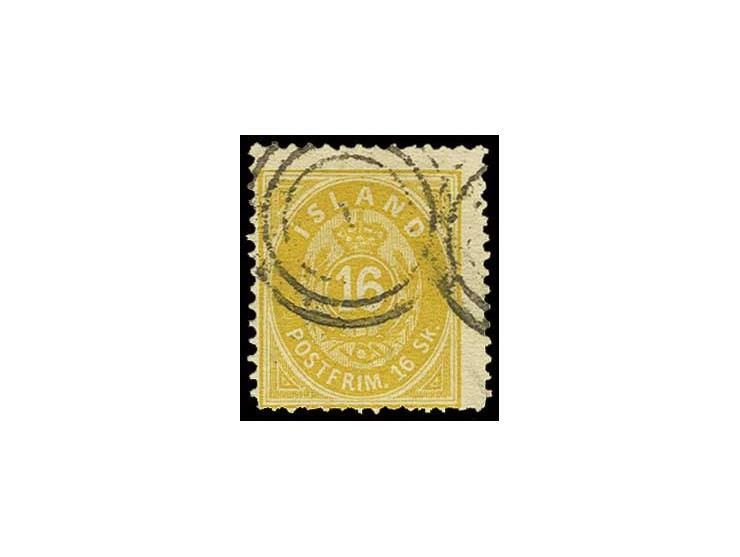 16 Sk. gelb mit dänischem Ringstempel "1", wahrscheinlich von einem Schiffsbrief, angelandet in Kopenhagen, stammend, bis auf