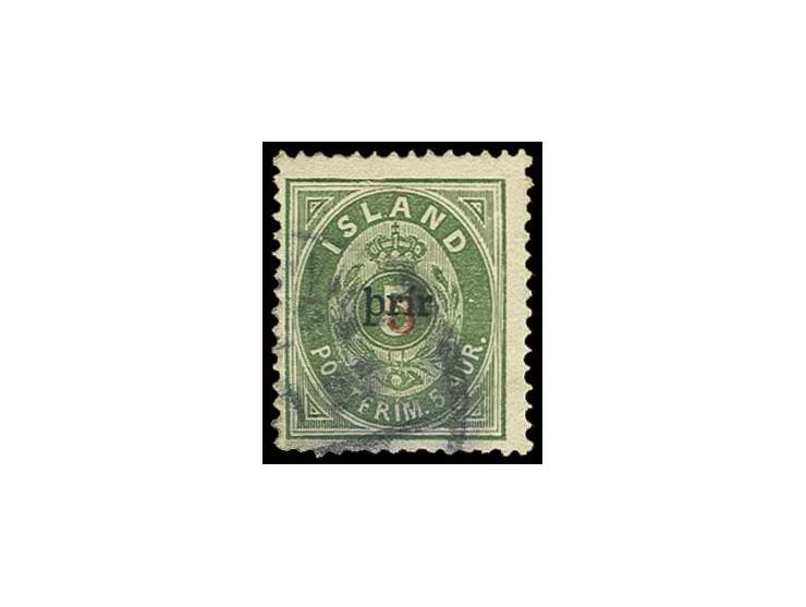 3 auf 5 A. in Type II mit Stempel "REYKJAVIK", bis auf einige stumpfe Zahnspitzen in einwandfreier Erhaltung, Fotoattest Möll