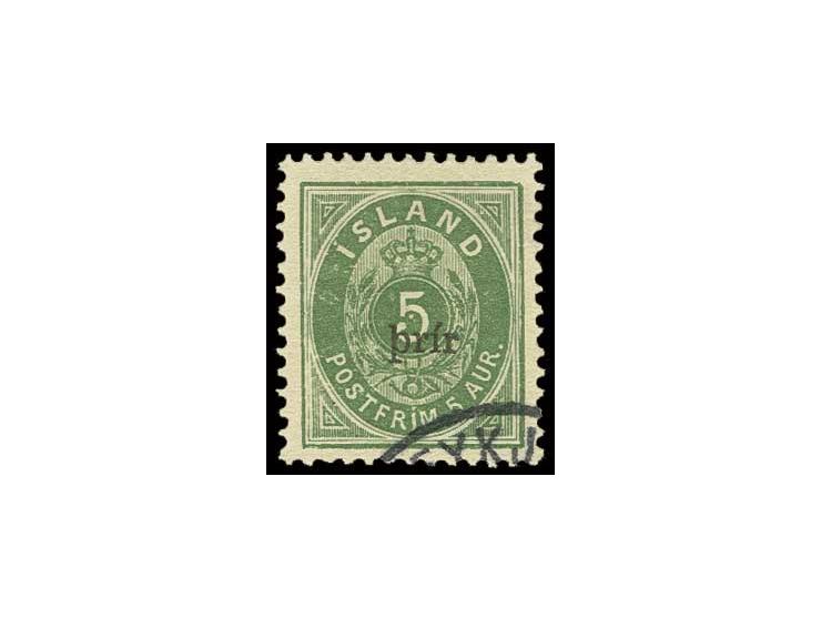 5 A. in Type II mit Teilstempel "REYKJAVIK", Pracht, u.a. sign. Thier sowie Fotobefund Möller BPP (Mi. 450,-) (ex Sammlung Gu