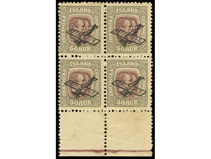 1928, Flugpost 50 A. im Unterrand-4er-Block, ungebraucht, leichte Alterstönungen